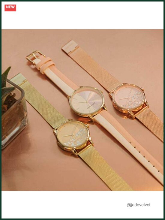 Women\'s Floral Dial Mesh Bracelet Watch 35mm Analog Quartz